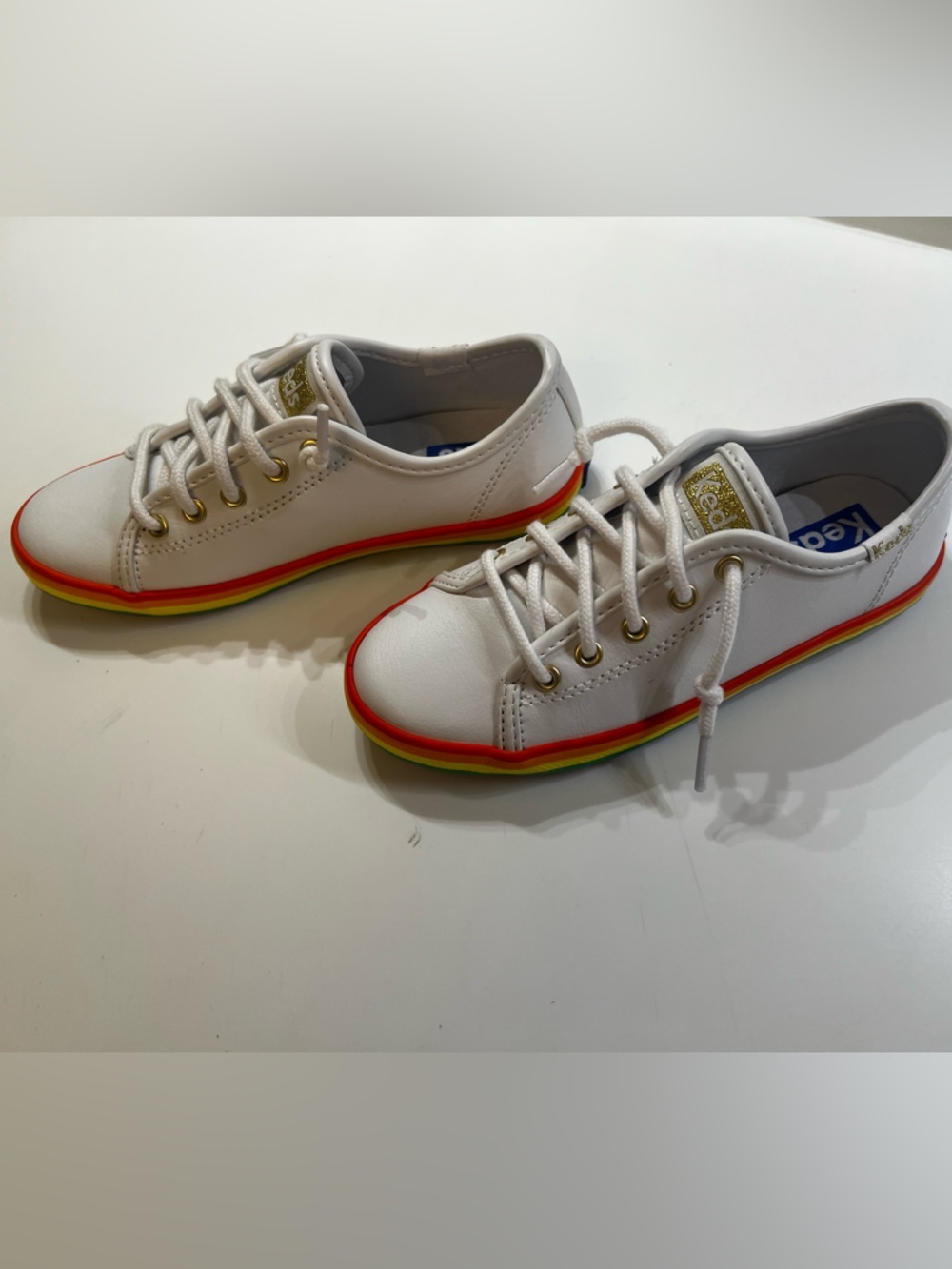 KEDS LITTLE GIRL’S SIZE 11 M KICKSTART RAINBOW SOLE LEATHER SNEAKERS